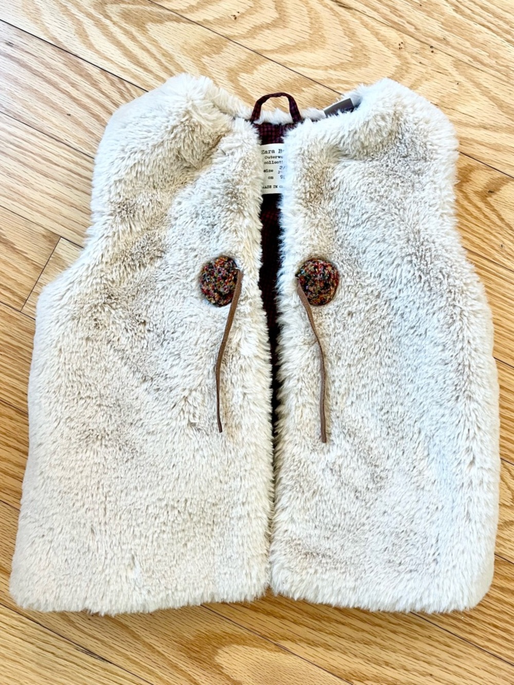 Zara Baby 2T-3T Cream Faux Fur Vest